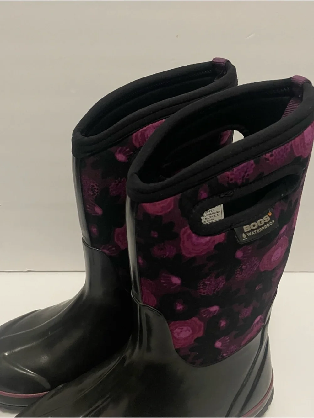 Bogs Classic Water Color Boots Youth Girls Purple Black Waterproof Snow Rain 2